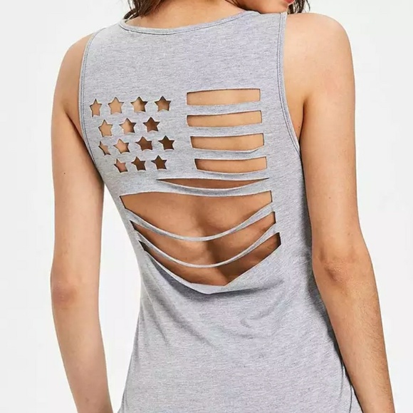 Tops - 💕HP💕 American Flag Cut Out Tank